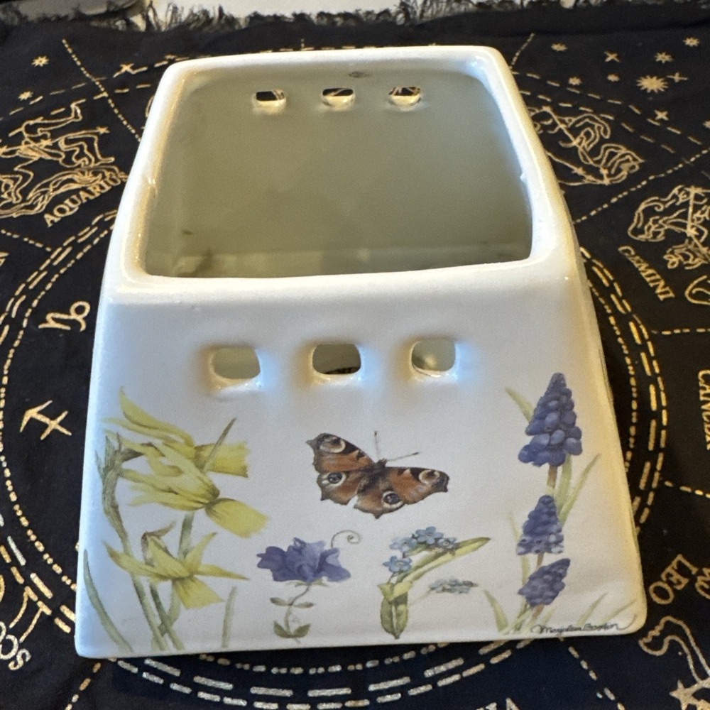 HALLMARK Marjolein Bastin LARGE JAR CANDLE SHADE Natures Sketchbook Flowers EUC
